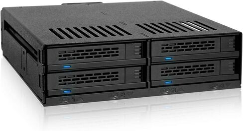 ICY DOCK ExpressCage MB324SP-1B 4 Bay 2.5 "SATA/SAS HDD SSD حاوية حامل متنقل قابلة للتبديل السريع مع صينية تثبيت SSD بدون أدوات لخليج محرك الأقراص 5.25 بوصة (4 × SATA 7pin) in Saudi Arabia