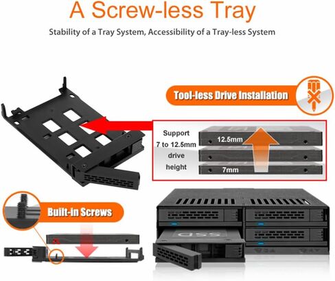 ICY DOCK ExpressCage MB324SP-1B 4 Bay 2.5 "SATA/SAS HDD SSD حاوية حامل متنقل قابلة للتبديل السريع مع صينية تثبيت SSD بدون أدوات لخليج محرك الأقراص 5.25 بوصة (4 × SATA 7pin) in Saudi Arabia