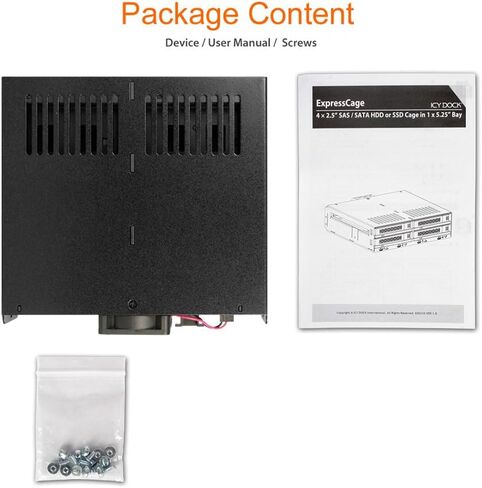 ICY DOCK ExpressCage MB324SP-1B 4 Bay 2.5 "SATA/SAS HDD SSD حاوية حامل متنقل قابلة للتبديل السريع مع صينية تثبيت SSD بدون أدوات لخليج محرك الأقراص 5.25 بوصة (4 × SATA 7pin) in Saudi Arabia