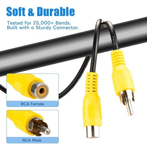 2PCS RCA Audio Video Coaxial Cable 3.28ft RCA Male to Female Extension Cable Male to Female Audio Video AV Cable Gold Plated Connectors for Home Theater, TV in Saudi Arabia