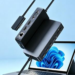 New 12 in 1 Surface Dock Triple Display Surface Docking Station, Dual HDMI & VGA with 72W Power Adapter, 5Gbps USB&USB C, Compatible with All MS Surface Pro/Laptop/Book/Go Series for Office & Home Use in Saudi Arabia