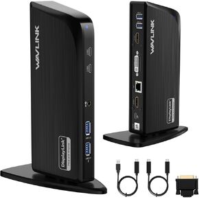 محطة إرساء Displaylink، محطة إرساء WAVLINK 12 في 1 ثلاثية الشاشات لأجهزة Mac (يتطلب برنامج تشغيل DisplayLink)/Windows/Chrome، 4K HDMI، 2K HDMI، 2K DVI، جيجابت إيثرنت، 6X 5 جيجابت في الثانية USB A/C، صوت in Kuwait