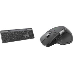 Logitech Signature Slim Solar+ K980 Wireless Bluetooth Keyboard, Solar & Artificial Light Powered + MX Master 4 Ergonomic Wireless Mouse with Haptic Feedback - Graphite in Saudi Arabia