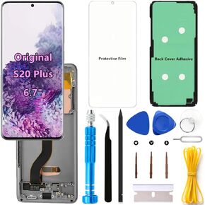 Original 6.7" AMOLED 120Hz S20 Plus Screen Replacement OEM for Samsung Galaxy S20Plus 5G SM-G986U SM-G986U1 Touch Display Screen Digitizer Assembly (Gray Frame+Protector+Adhesive+Tools) in Kuwait