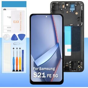 قطعة بديلة للشاشة لهاتف Samsung Galaxy S21 FE 5G TFT SM-G990 SM-G990U SM-G990B SM-G990W 6.4 بوصة LCD مجموعة رقمية تعمل باللمس - إطار أسود (ليست بصمة الإصبع) in Saudi Arabia