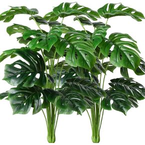 Artificial Palm Plants Leaves Faux Turtle Leaf Fake Monstera Tropical Large Palm Tree Leaves Outdoor UV Imitation Leaf in Kuwait