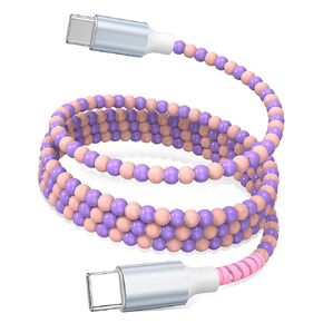 USB C to USB C Cable 6FT,60W Fast Charging Beaded Charger Cord,Pink in Kuwait