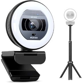 NexiGo 4K Autofocus Webcam Kit, N930E Pro UHD Webcam w/Ring Light, 1080P@60FPS, Dual Noise-Canceling Mics, Built-in Privacy Shutter, Lightweight Mini Tripod, Web Cam for Streaming/Meeting/Gaming in Saudi Arabia