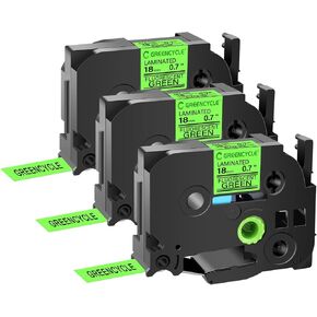 GREENCYCLE متوافق مع شريط الملصقات Brother P-Touch TZe-D41 18 مم 0.7 بوصة أخضر مصفح TZeD41 TZ-D41 TZe TZ 3/4 بوصة أسود على شريط ملصقات أخضر فلوري لـ PT-D410 PT-D400 PT-D600، 3 عبوات in Kuwait