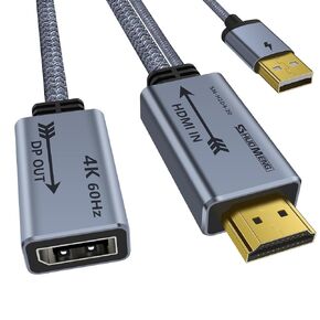 محول HDMI إلى DisplayPort 4K@60 هرتز، محول HDMI 2.0 إلى DP 1.2، كابل USB بطول 0.65 قدم، أحادي الاتجاه، متوافق مع PS5 وXbox والكمبيوتر الشخصي. in Kuwait