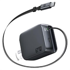 Retractable USB C Charger, 67W 2-Port Fast Charger with Retractable Cables and Foldable Plug and, PD/PPS Wall Adapter for iPhone 17/16/15 Series/MacBook Air/Airpods 4/Galaxy S26/S25 in Saudi Arabia