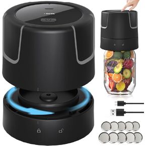 Electric Mason Jar Vacuum Sealer - 85kPa Strong Suction Vacuum Sealing Machine with Regular and Wide Mouth Mason Jar Lids - Silent Rechargeable Portable Vacuum Sealer for Food Storage or Fermentation in Saudi Arabia