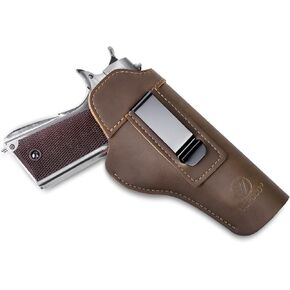 حافظة 1911، حافظة مسدس جلدية للحمل المخفي، حافظة IWB لمعظم طرازات 1911، متوافقة مع Kimber 1911/Colt 1911/S&W 1911/Sig Sauer 1911/Remington/Ruger & More، تناسب براميل من 4 إلى 5 بوصات in Kuwait