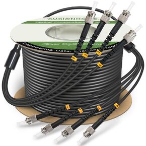 100ft/30m 4 الأساسية TPU الصناعية ST إلى ST كابل الألياف البصرية المدرعة في الهواء الطلق، 4 فروع OS2 كابل التصحيح الألياف وضع واحد مع موصلات ST، 9/125um، OD-5mm، الدفن المباشر ST-ST in Kuwait