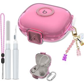 Compatible for Beats Powerbeats Pro 2 Case Cover with Secure Lock, Soft TPU Shockproof Protective Clear Case for Beats Powerbeats Pro 2 Earbuds Accessories with Fashion Keychain & Cleaner Kit (Purple) in Kuwait