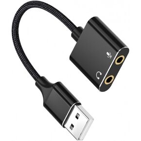 التوصيل والتشغيل من USB إلى محول 3.5 ملم، بطاقة صوت ستيريو خارجية USB للميكروفون الاحترافي وسماعة الرأس تستخدم المحول الخارجي in Kuwait