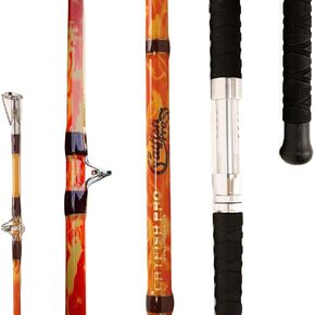 Catfish Pro Orange Dragon Fire Glow Rod 7’6" One-Piece Spinning or Casting, M, MH, H Action, Sun-Activated Glow-in-the-Dark Rod, Anti-Slip Super Grip Handle, Stainless Steel Guides, Aluminum Reel Seat in Kuwait