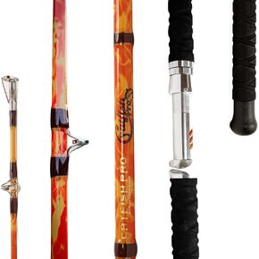 قضيب Catfish Pro Orange Dragon Fire Glow Rod 7'6" قطعة واحدة للغزل أو الصب، M، MH، H Action، قضيب يتوهج في الظلام المنشط بالشمس، مقبض فائق مضاد للانزلاق، أدلة من الفولاذ المقاوم للصدأ، مقعد بكرة ألومنيوم in Kuwait
