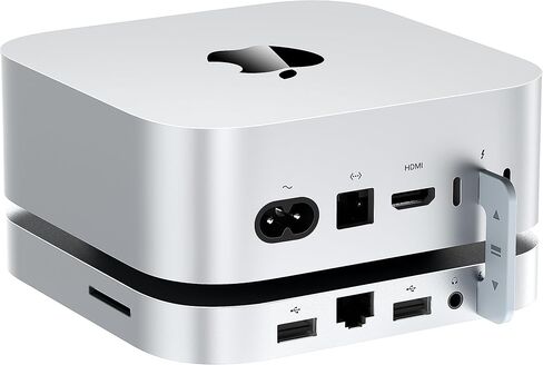 حامل Mate Mini-A لجهاز Mac mini M4 Dock، حامل Thunderbolt 5 من سبائك الألومنيوم بسرعة 80 جيجابت في الثانية مع مقابس M.2 PCle SSD مزدوجة 8 تيرابايت (4 تيرابايت*2، Thunderbolt5*1)، USB-A 3.0 * 2、2.5G LAN*1،SD4.0 * 1،Type-C(PD3.0)*1 in Kuwait