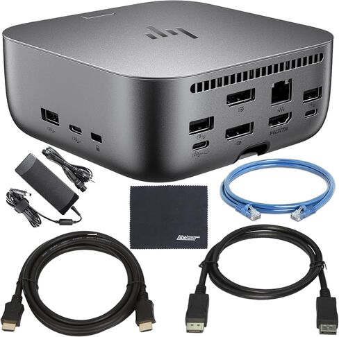 HP Thunderbolt 4 Ultra 180W G6 Dock (9X481UT#ABA) + ZoomSpeed 6-ft DisplayPort Cable + ZoomSpeed 6-ft HDMI Cable + ZoomSpeed 6-ft Ethernet Cable + AOM Microfiber Cleaning Cloth in Saudi Arabia