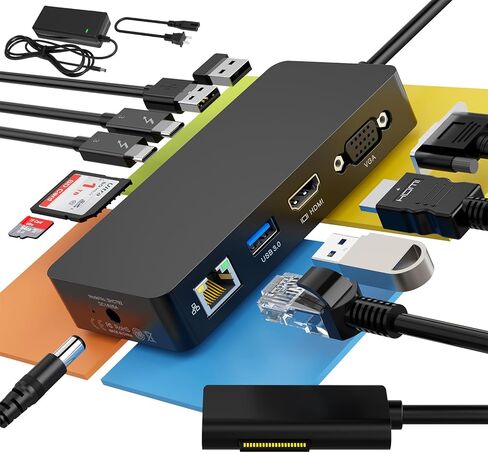 Surface Pro Docking Station Dual Monitor 4K@60Hz HDMI+VGA, 11 in 1 Surface Dock 2 USB C Travel Surface Docking for MS Surface Pro 12/11/10/9/X/8/7/6/5/4/3,Surface Laptop 7-1, Surface Go/Book in Saudi Arabia