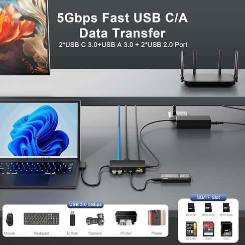 Surface Pro Docking Station Dual Monitor 4K@60Hz HDMI+VGA, 11 in 1 Surface Dock 2 USB C Travel Surface Docking for MS Surface Pro 12/11/10/9/X/8/7/6/5/4/3,Surface Laptop 7-1, Surface Go/Book in Saudi Arabia