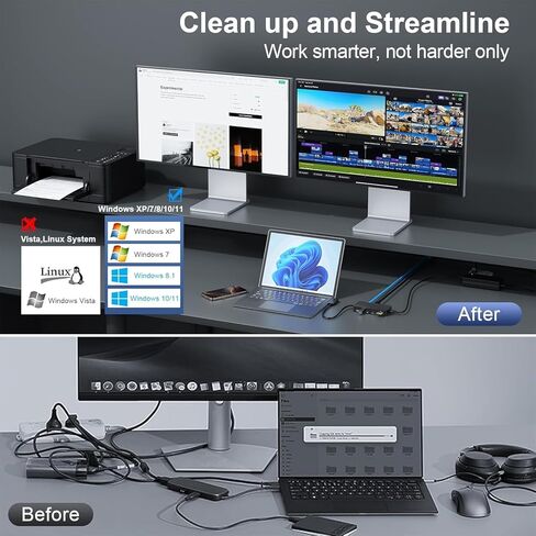 Surface Pro Docking Station Dual Monitor 4K@60Hz HDMI+VGA, 11 in 1 Surface Dock 2 USB C Travel Surface Docking for MS Surface Pro 12/11/10/9/X/8/7/6/5/4/3,Surface Laptop 7-1, Surface Go/Book in Saudi Arabia