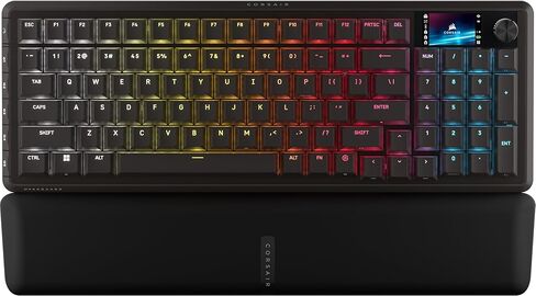 لوحة مفاتيح الألعاب Corsair Vanguard 96 الميكانيكية اللاسلكية RGB - QWERTY US، تخطيط 96٪، مفاتيح MLX قابلة للتبديل السريع، 8000 هرتز، تكامل سطح السفينة، Flashtap SOCD - أسود in Saudi Arabia