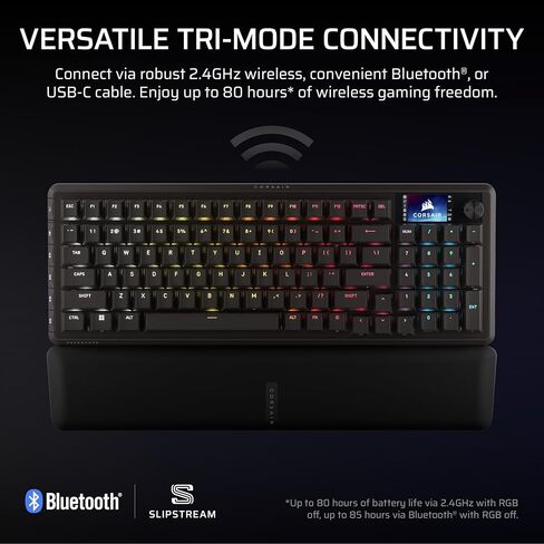 لوحة مفاتيح الألعاب Corsair Vanguard 96 الميكانيكية اللاسلكية RGB - QWERTY US، تخطيط 96٪، مفاتيح MLX قابلة للتبديل السريع، 8000 هرتز، تكامل سطح السفينة، Flashtap SOCD - أسود in Saudi Arabia