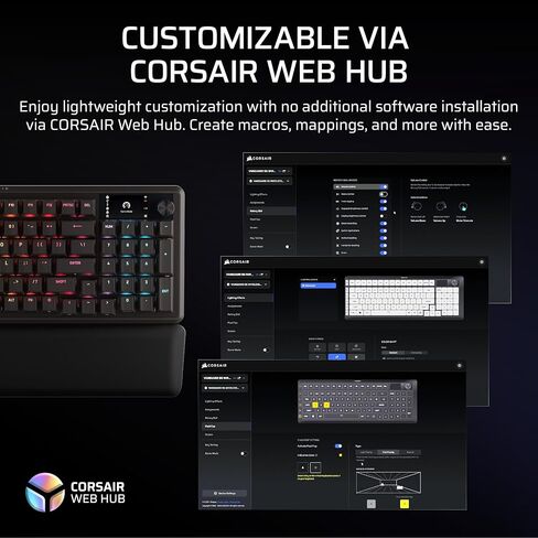 لوحة مفاتيح الألعاب Corsair Vanguard 96 الميكانيكية اللاسلكية RGB - QWERTY US، تخطيط 96٪، مفاتيح MLX قابلة للتبديل السريع، 8000 هرتز، تكامل سطح السفينة، Flashtap SOCD - أسود in Saudi Arabia