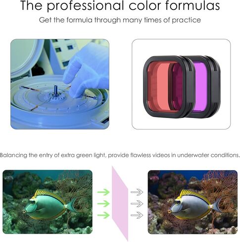 2-Pack Underwater Lens Filter Set for GoPro Hero 13 Black - Red & Magenta Color Correction Filters for Snorkeling & Shallow Dive Photography in Saudi Arabia