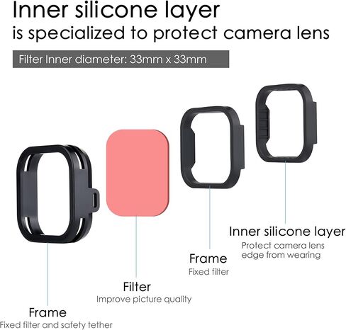 2-Pack Underwater Lens Filter Set for GoPro Hero 13 Black - Red & Magenta Color Correction Filters for Snorkeling & Shallow Dive Photography in Saudi Arabia