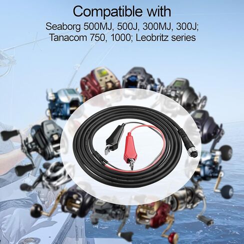سلك طاقة بكرة الصيد الكهربائية بطول 10 أقدام، كابل طاقة بكرة الصيد 2PIN، متوافق مع Tanacom 1000 750 500، Seaborg 500MJ، Leobritz S400 500J S500 in Kuwait