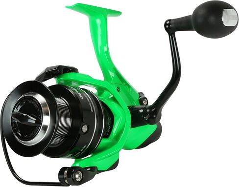 Okuma Cat Slayer Custom 6000 Baitfeeder Reel - بكرة دوارة لسمك السلور مع سحب مزدوج القوة ونظام محرك Flite ولمسة نهائية خضراء نيون تفاعلية للأشعة فوق البنفسجية، CSCF-6000NG in Kuwait