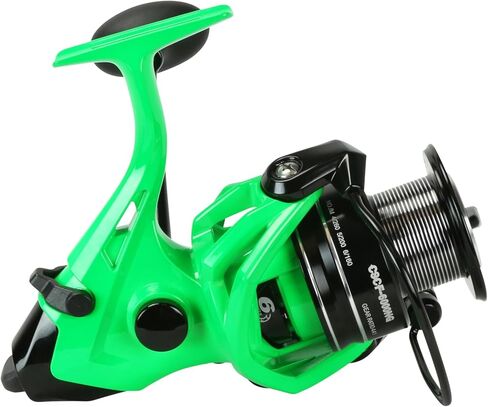 Okuma Cat Slayer Custom 6000 Baitfeeder Reel - بكرة دوارة لسمك السلور مع سحب مزدوج القوة ونظام محرك Flite ولمسة نهائية خضراء نيون تفاعلية للأشعة فوق البنفسجية، CSCF-6000NG in Kuwait