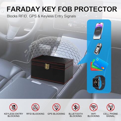 صندوق فاراداي لمفاتيح السيارة، درع مضاد للسرقة يحجب إشارة RFID، واقي مفتاح السيارة يأتي مع حقيبتين فاراداي للمركبات التي تدخل بدون مفتاح، للاستخدام في المنزل والسفر in Kuwait