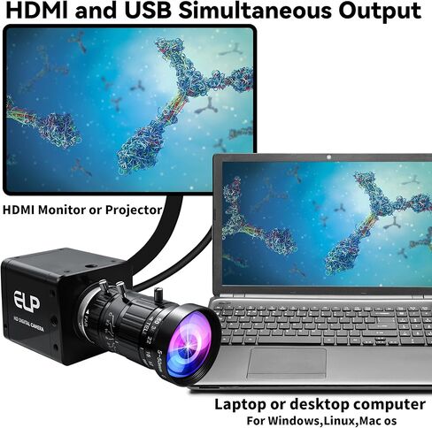 ELP 4K 60fps USB3.0 HDMI Camera Manual Zoom Webcam H.264 High Speed UVC Lightburn Cameras for Computer Low Illumination Simultaneous Output 10X Zoom Web_Camera for Windows Linux Mac TV Projector in Saudi Arabia