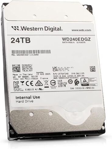 محرك الأقراص الصلبة Western Digital IU HA570 WD240EDGZ سعة 24 تيرابايت 7200 دورة في الدقيقة SATA 6 جيجابايت/ثانية 512e 3.5 بوصة (متجدد) in Saudi Arabia
