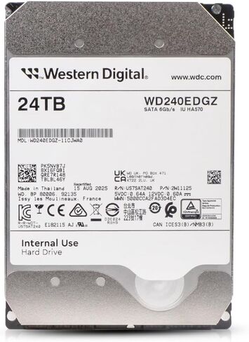 محرك الأقراص الصلبة Western Digital IU HA570 WD240EDGZ سعة 24 تيرابايت 7200 دورة في الدقيقة SATA 6 جيجابايت/ثانية 512e 3.5 بوصة (متجدد) in Saudi Arabia