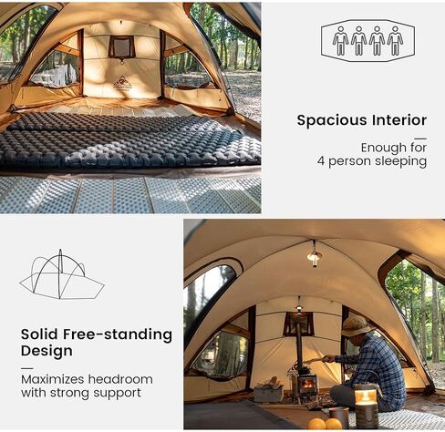 OneTigris ORBITIS Hot Tent, Waterproof 4 Person Tent with Full Size Footprint, 4 Season Tents for Camping, Hiking, Bushcraft, Car Trips in Saudi Arabia