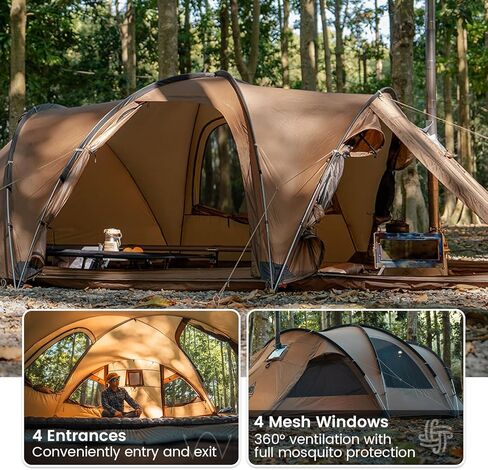 OneTigris ORBITIS Hot Tent, Waterproof 4 Person Tent with Full Size Footprint, 4 Season Tents for Camping, Hiking, Bushcraft, Car Trips in Saudi Arabia