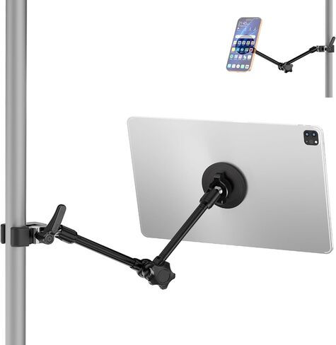 Magnetic iPad Holder for Microphone Stand / Music Stand,Tablet Mount Compatible with MagSafe 4.7~13.5" iPad /Pro/Mini/Air,Galaxy Tab,Nexus,e-Reader,iPhone,360°Adjustable 10" Long Aluminum Alloy Arm in Saudi Arabia