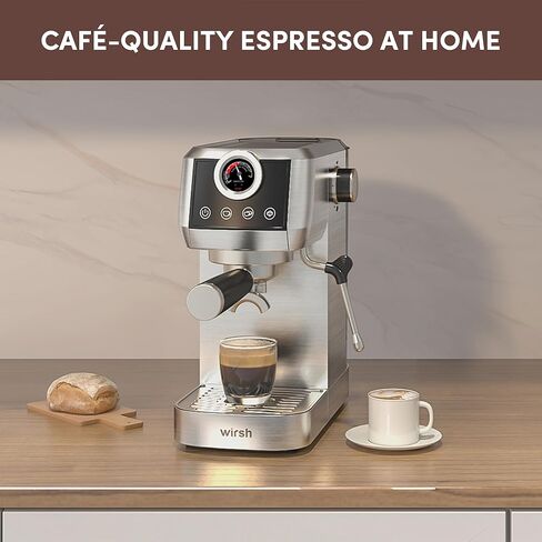 wirsh Espresso Machine, 20bar Espresso Maker with Commercial Steamer for Latte and Cappuccino, Expresso Coffee Machine with 42 oz Removable Water Tank,Stainless Steel (Home Barista) in Saudi Arabia