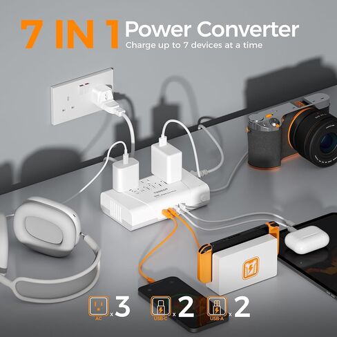 TESSAN 600W Pure Sine Wave 220V to 110V Voltage Converter US to Europe, Universal Travel Adapter with 4 USB Ports PD 35W QC 30W, EU/UK/AU/IT/India Plug Adaptor, Step Down Transformer Power Converters in Saudi Arabia