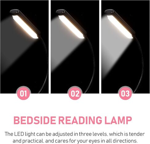 مصباح قراءة LED قابل لإعادة الشحن من NUOBESTY ومشبك بيانو لحماية العين، مصباح حامل مدمج للاستخدام بجانب السرير والمحمول in Saudi Arabia