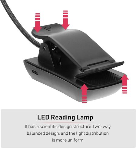 مصباح قراءة LED قابل لإعادة الشحن من NUOBESTY ومشبك بيانو لحماية العين، مصباح حامل مدمج للاستخدام بجانب السرير والمحمول in Saudi Arabia