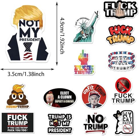 55 قطعة من ملصقات Anti Tr××p - Anti Donald Tr××p 2026 Funny Not My President against Ice No King ملصقات لاصقة ذاتية اللصق من الفينيل - سهلة اللصق وقابلة للإزالة لأكواب النوافذ الممتصة للصدمات للمراهقين in Kuwait