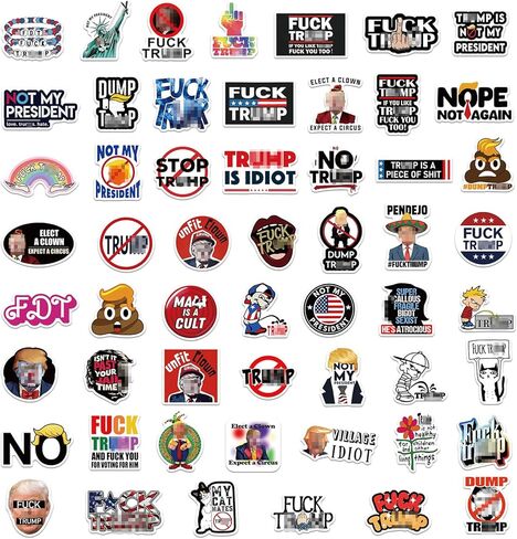 55 قطعة من ملصقات Anti Tr××p - Anti Donald Tr××p 2026 Funny Not My President against Ice No King ملصقات لاصقة ذاتية اللصق من الفينيل - سهلة اللصق وقابلة للإزالة لأكواب النوافذ الممتصة للصدمات للمراهقين in Kuwait