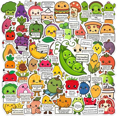 BEATRI Lemon Stickers Waterproof Vinyl 50Pcs Self Affirmation Fruits Lemon Decor & Party Favors for Laptop, Water Bottle, Skateboard & Travel Gear | Non-Repeating Decals, High-Definition Print in Saudi Arabia