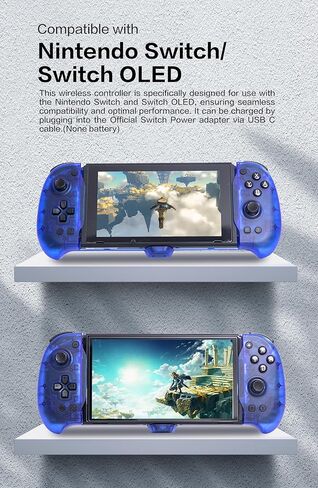 مقبض وحدة تحكم نينتندو سويتش من ECHZOVE، استبدال Joy-Con، لملحقات Nintendo Switch & Switch OLED، جيروسكوبي بستة محاور، اهتزاز مزدوج، مسند و4 فتحات لبطاقات الألعاب، ملحق سلكي محمول باليد in Saudi Arabia